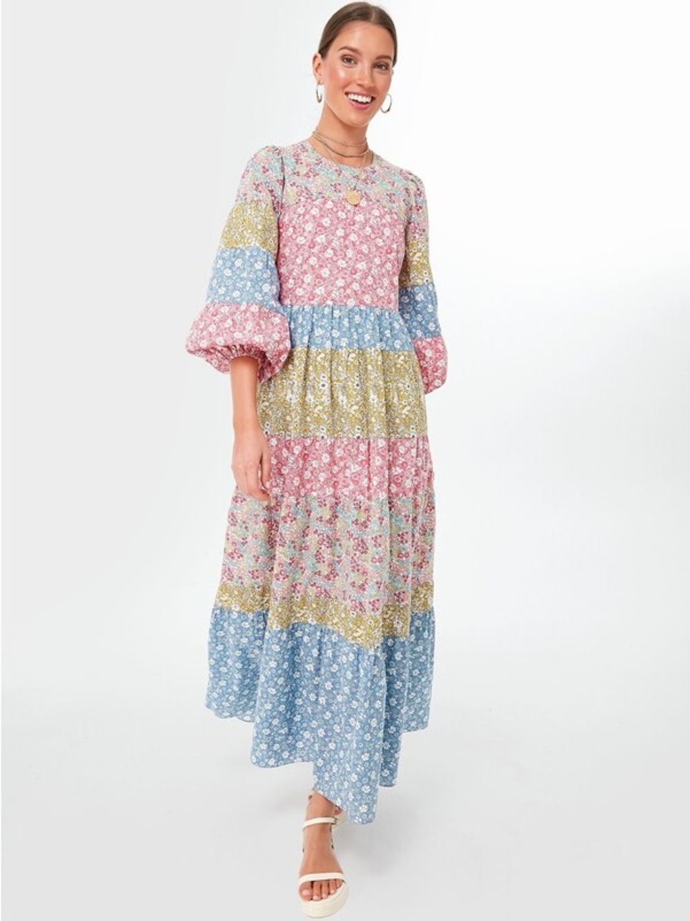 Hyacinth House Multi Floral Long Sleeve August Maxi Dress | M